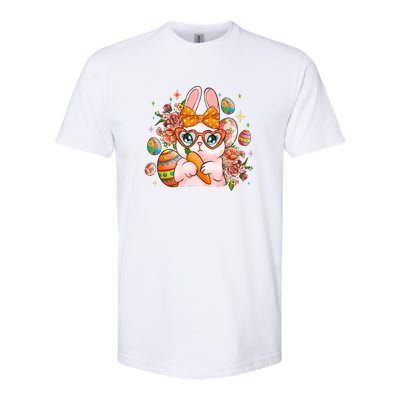 Cute Bunny Glasses Easter Day Gift Easter Egg Softstyle CVC T-Shirt