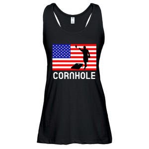 Cornhole Board Game American Flag Corn Hole Player Ladies Essential Flowy Tank