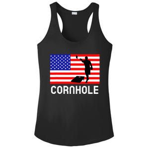 Cornhole Board Game American Flag Corn Hole Player Ladies PosiCharge Competitor Racerback Tank