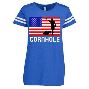 Cornhole Board Game American Flag Corn Hole Player Enza Ladies Jersey Football T-Shirt