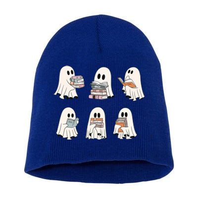 Cute Booooks Ghost Read More Books Funny Teacher Halloween Great Gift Short Acrylic Beanie