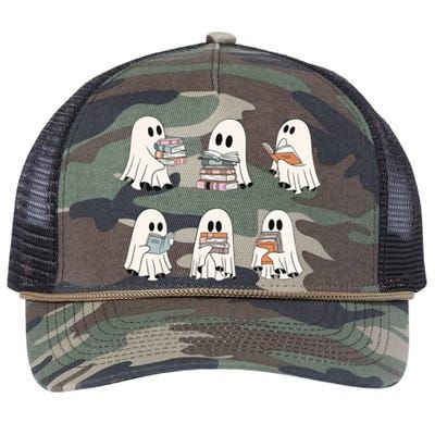 Cute Booooks Ghost Read More Books Funny Teacher Halloween Great Gift Retro Rope Trucker Hat Cap