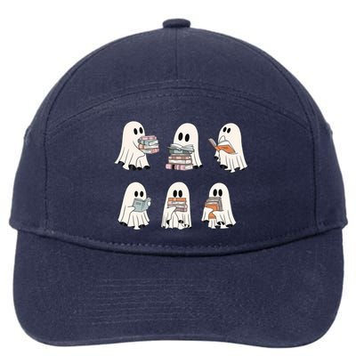 Cute Booooks Ghost Read More Books Funny Teacher Halloween Great Gift 7-Panel Snapback Hat