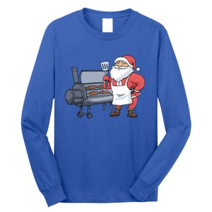 Christmas Barbecue Gift Santa Claus Grill Smoker Steak Bbq Funny Gift Long Sleeve Shirt