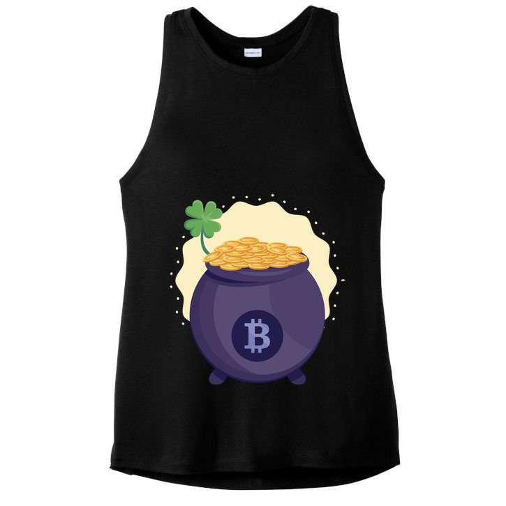 Crypto Bitcoin Gold St Patrick Ladies PosiCharge Tri-Blend Wicking Tank