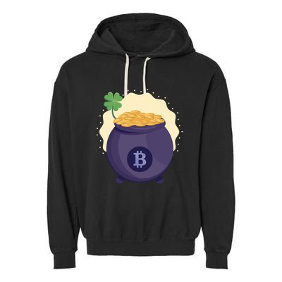 Crypto Bitcoin Gold St Patrick Garment-Dyed Fleece Hoodie