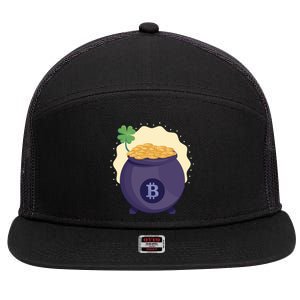 Crypto Bitcoin Gold St Patrick 7 Panel Mesh Trucker Snapback Hat