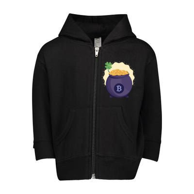 Crypto Bitcoin Gold St Patrick Toddler Zip Fleece Hoodie