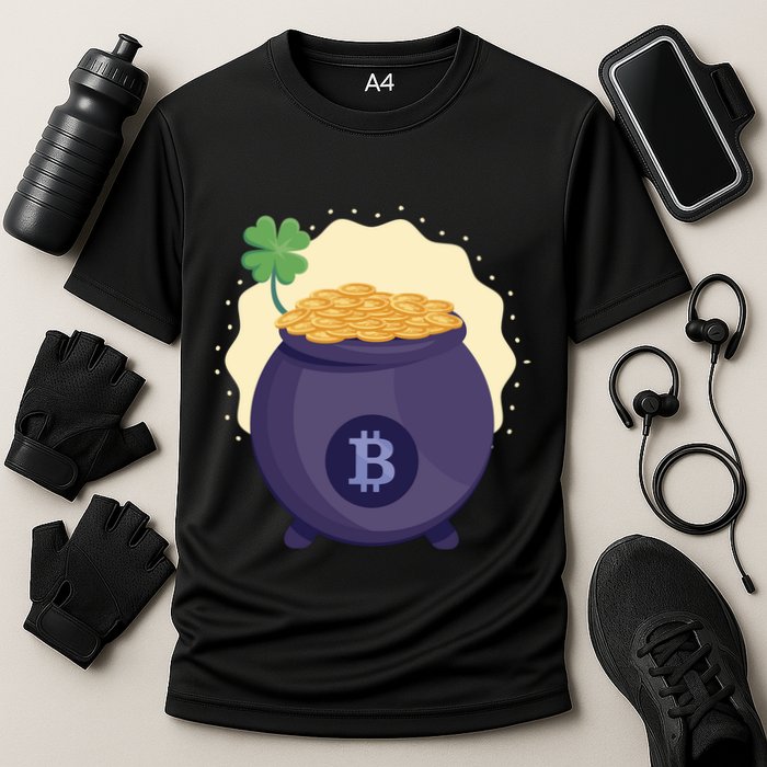 Crypto Bitcoin Gold St Patrick Cooling Performance Crew T-Shirt