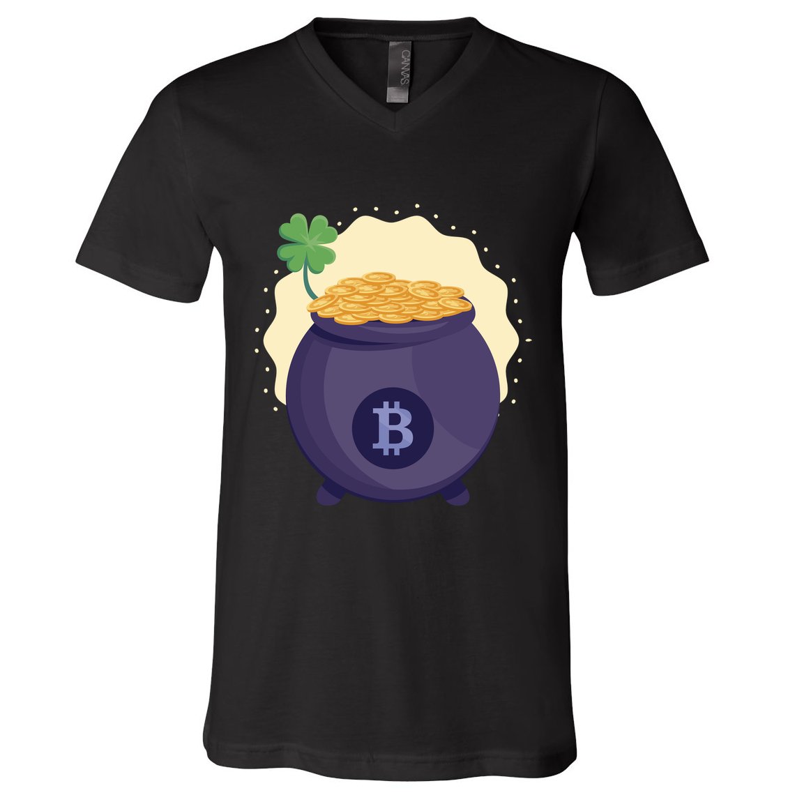 Crypto Bitcoin Gold St Patrick V-Neck T-Shirt