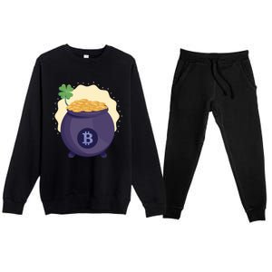 Crypto Bitcoin Gold St Patrick Premium Crewneck Sweatsuit Set