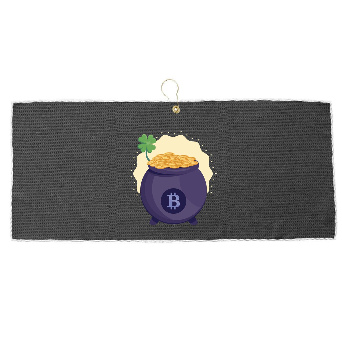 Crypto Bitcoin Gold St Patrick Large Microfiber Waffle Golf Towel