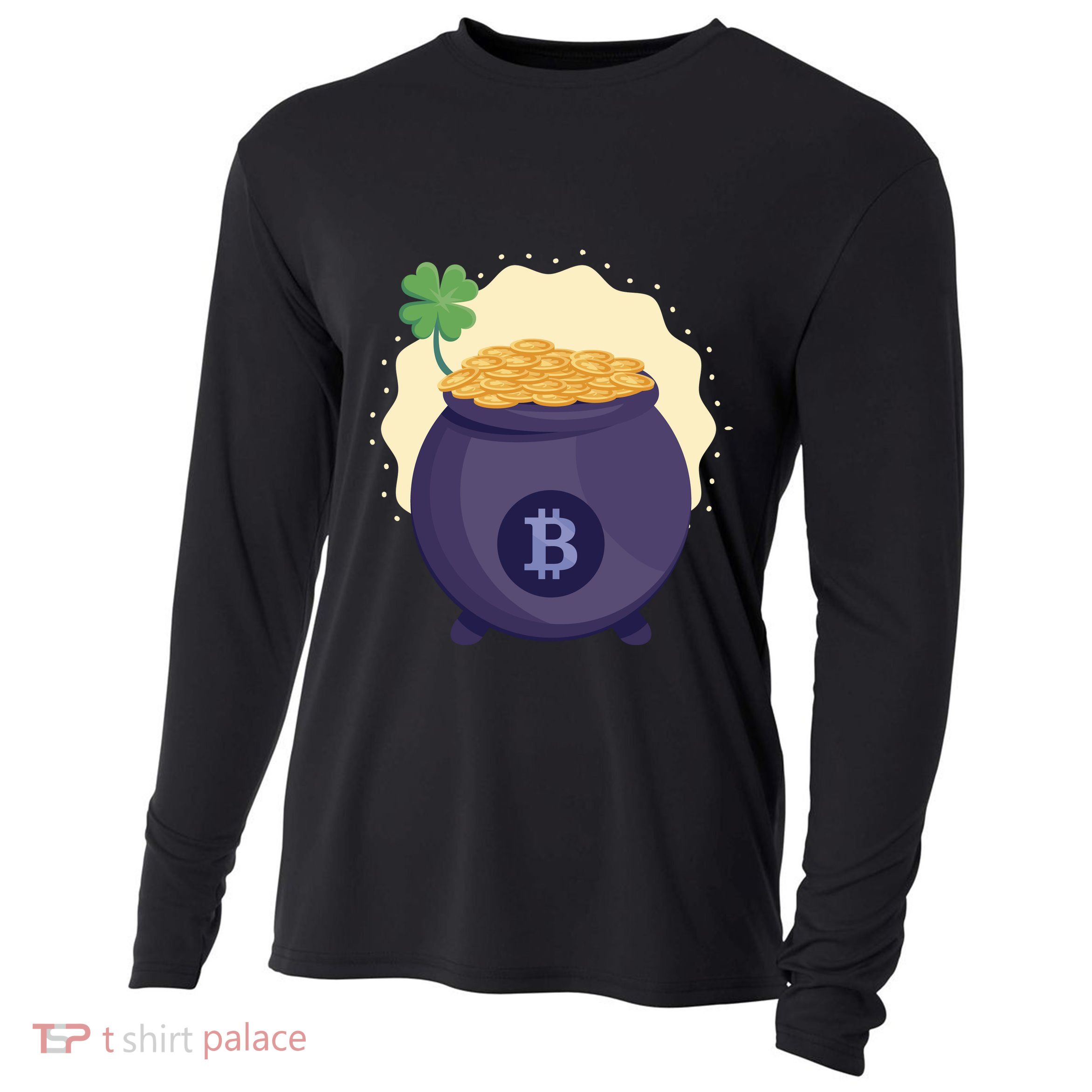 Crypto Bitcoin Gold St Patrick Cooling Performance Long Sleeve Crew