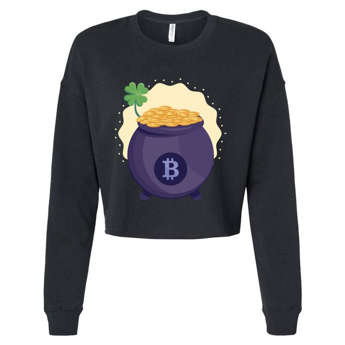 Crypto Bitcoin Gold St Patrick Cropped Pullover Crew