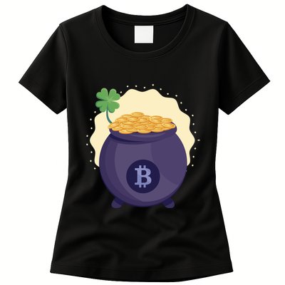 Crypto Bitcoin Gold St Patrick Womens T-Shirt