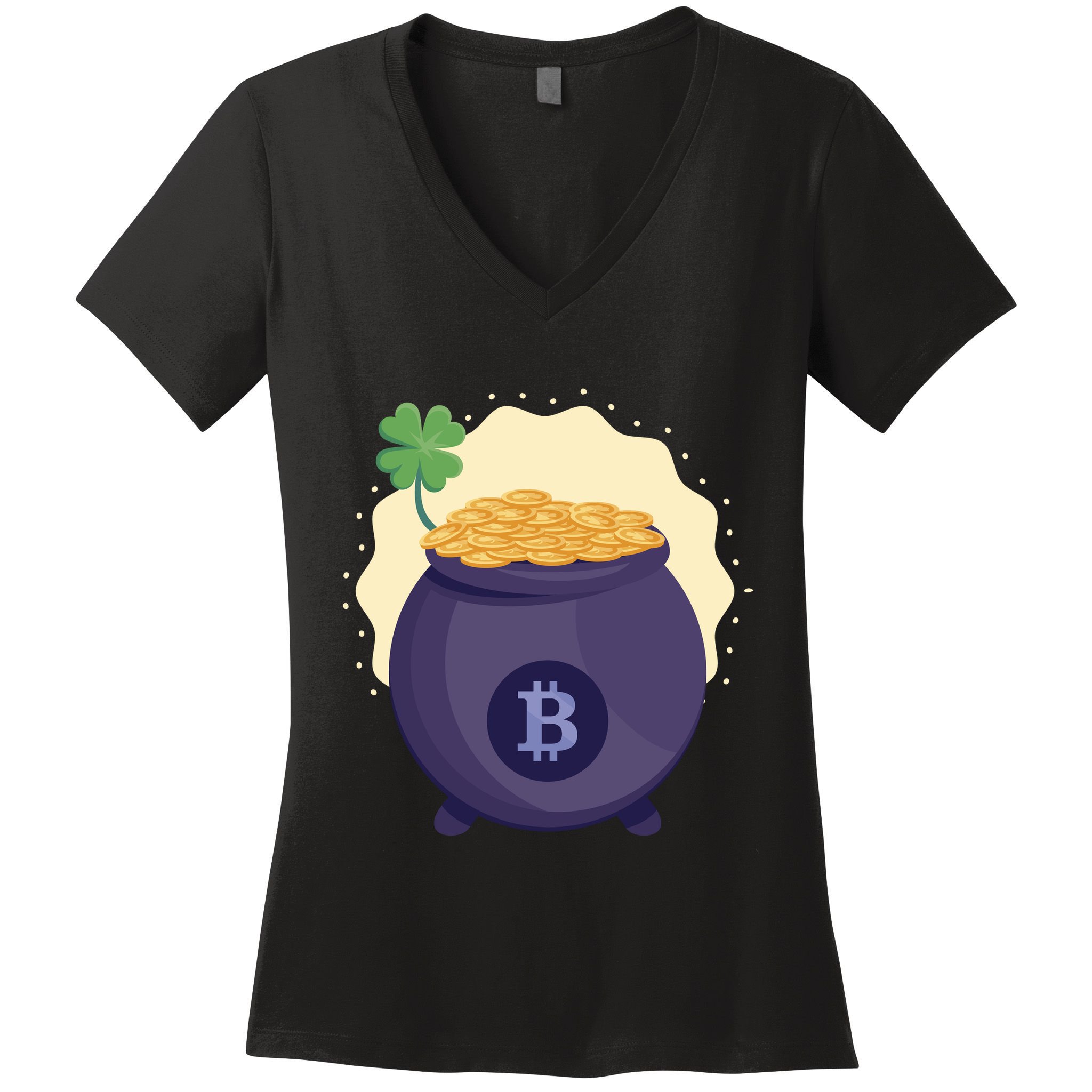 Crypto Bitcoin Gold St Patrick Women's V-Neck T-Shirt