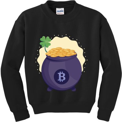 Crypto Bitcoin Gold St Patrick Kids Sweatshirt