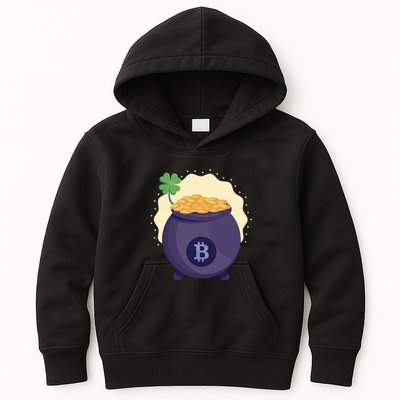 Crypto Bitcoin Gold St Patrick Kids Hoodie