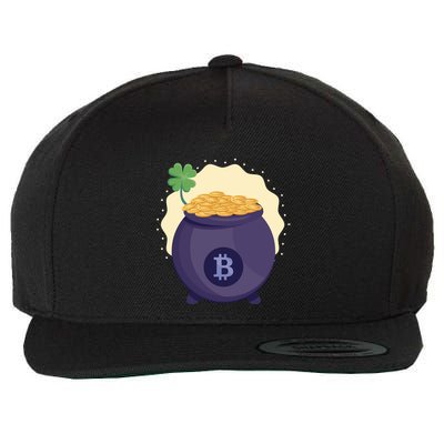 Crypto Bitcoin Gold St Patrick Wool Snapback Cap