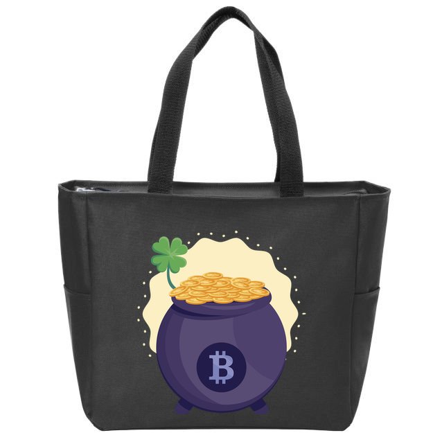 Crypto Bitcoin Gold St Patrick Zip Tote Bag