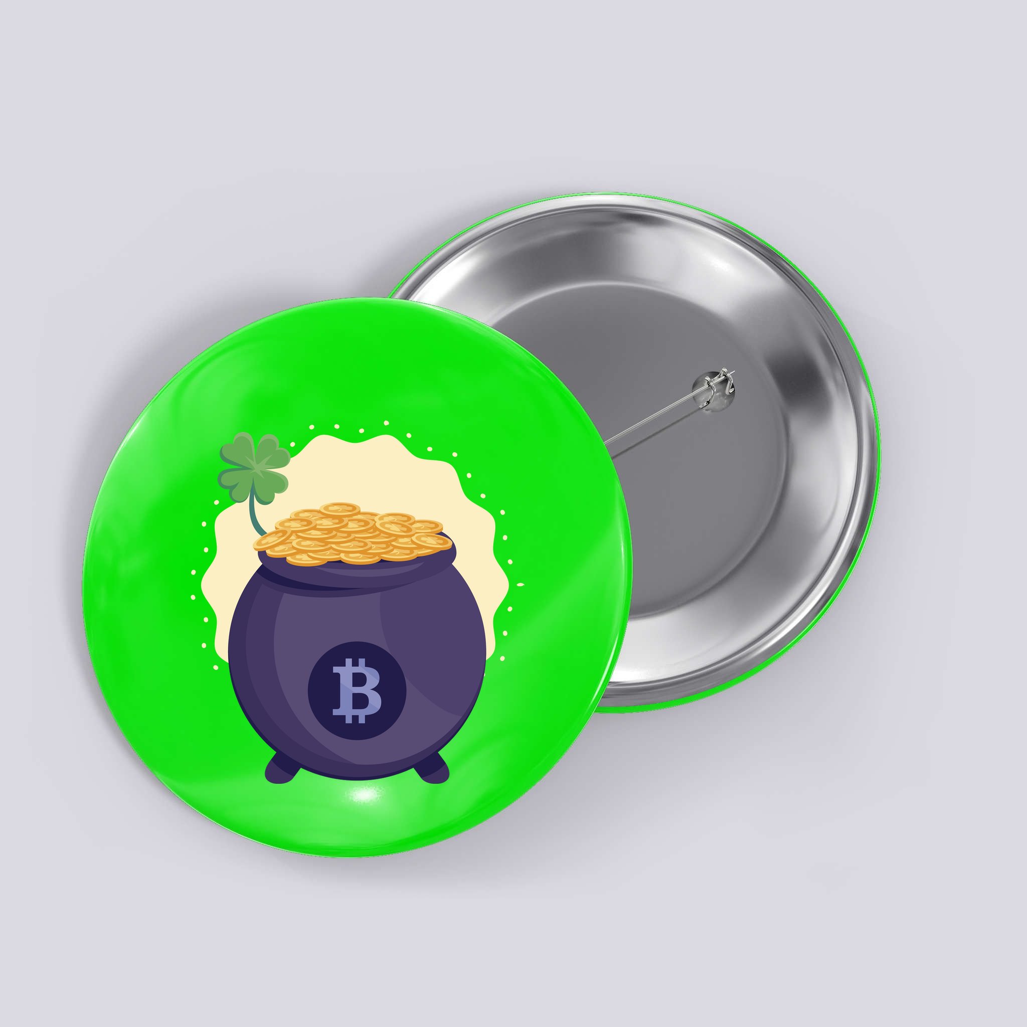 Crypto Bitcoin Gold St Patrick Button