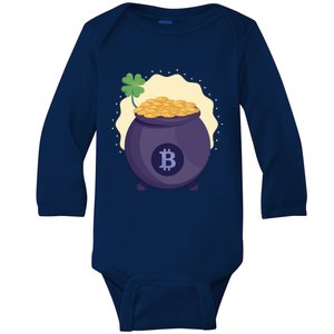 Crypto Bitcoin Gold St Patrick Baby Long Sleeve Bodysuit