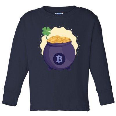 Crypto Bitcoin Gold St Patrick Toddler Long Sleeve Shirt