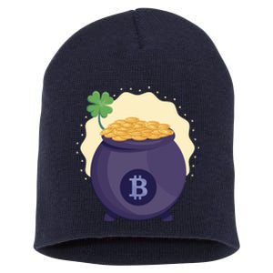 Crypto Bitcoin Gold St Patrick Short Acrylic Beanie