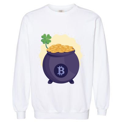 Crypto Bitcoin Gold St Patrick Garment-Dyed Sweatshirt