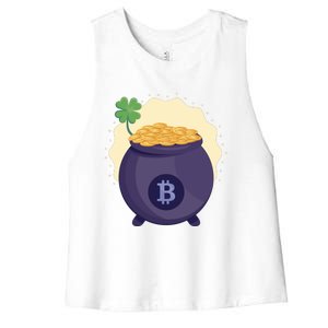 Crypto Bitcoin Gold St Patrick Women's Racerback Cropped Tank