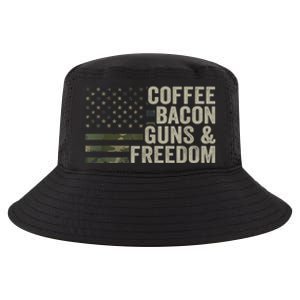 Coffee Bacon Guns & Freedom BBQ Grill Gun Camouflage Flag Cool Comfort Performance Bucket Hat