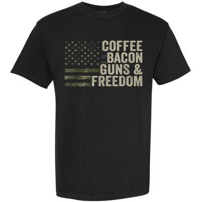 Coffee Bacon Guns & Freedom BBQ Grill Gun Camouflage Flag Garment-Dyed Heavyweight T-Shirt