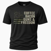 Coffee Bacon Guns & Freedom BBQ Grill Gun Camouflage Flag Cooling Performance Crew T-Shirt