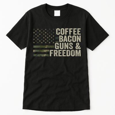 Coffee Bacon Guns & Freedom BBQ Grill Gun Camouflage Flag Tall T-Shirt