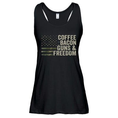 Coffee Bacon Guns & Freedom BBQ Grill Gun Camouflage Flag Ladies Essential Flowy Tank