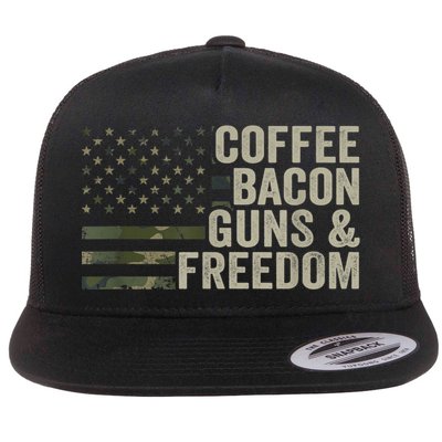 Coffee Bacon Guns & Freedom BBQ Grill Gun Camouflage Flag Flatbill Hat