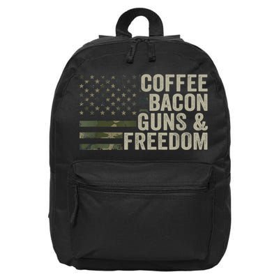 Coffee Bacon Guns & Freedom BBQ Grill Gun Camouflage Flag 16 in Basic Backpack