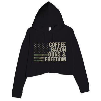 Coffee Bacon Guns & Freedom BBQ Grill Gun Camouflage Flag Crop Fleece Hoodie