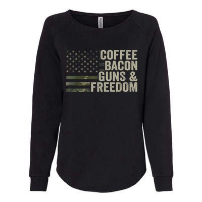 Coffee Bacon Guns & Freedom BBQ Grill Gun Camouflage Flag Womens California Wash Sweatshirt