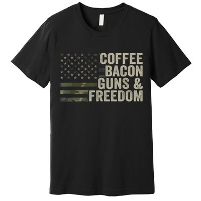 Coffee Bacon Guns & Freedom BBQ Grill Gun Camouflage Flag Premium T-Shirt