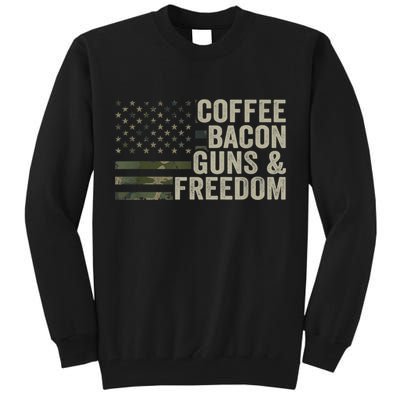 Coffee Bacon Guns & Freedom BBQ Grill Gun Camouflage Flag Tall Sweatshirt