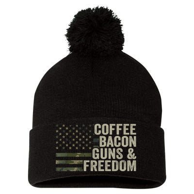 Coffee Bacon Guns & Freedom BBQ Grill Gun Camouflage Flag Pom Pom 12in Knit Beanie