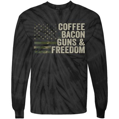 Coffee Bacon Guns & Freedom BBQ Grill Gun Camouflage Flag Tie-Dye Long Sleeve Shirt