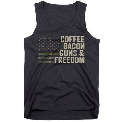 Coffee Bacon Guns & Freedom BBQ Grill Gun Camouflage Flag Tank Top