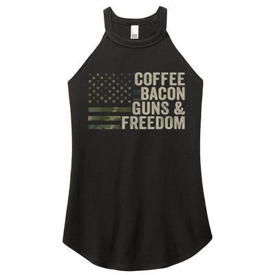 Coffee Bacon Guns & Freedom BBQ Grill Gun Camouflage Flag Women's Perfect Tri Rocker Tank
