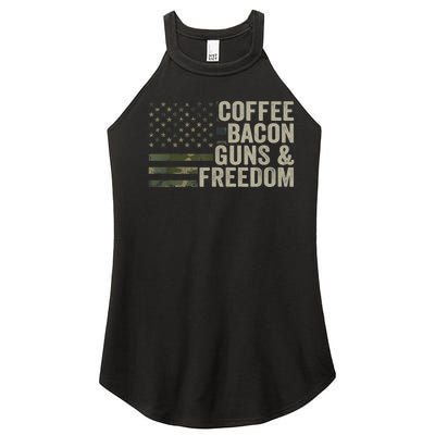 Coffee Bacon Guns & Freedom BBQ Grill Gun Camouflage Flag Women's Perfect Tri Rocker Tank