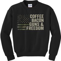 Coffee Bacon Guns & Freedom BBQ Grill Gun Camouflage Flag Kids Sweatshirt