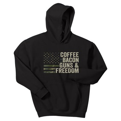 Coffee Bacon Guns & Freedom BBQ Grill Gun Camouflage Flag Kids Hoodie