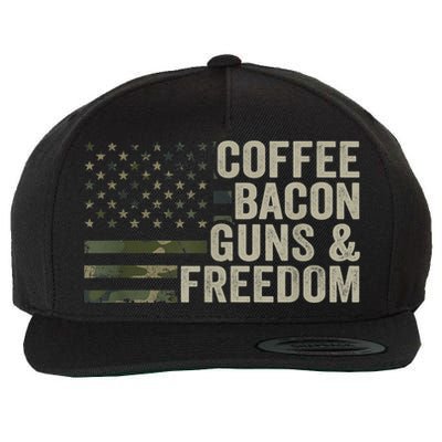 Coffee Bacon Guns & Freedom BBQ Grill Gun Camouflage Flag Wool Snapback Cap