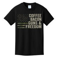 Coffee Bacon Guns & Freedom BBQ Grill Gun Camouflage Flag Kids T-Shirt